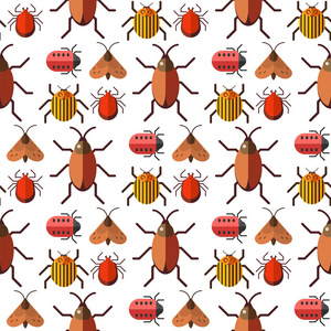 昆虫虫病矢量无缝模式虫虫壁纸卡通设计夏季矢量 illustrtion
