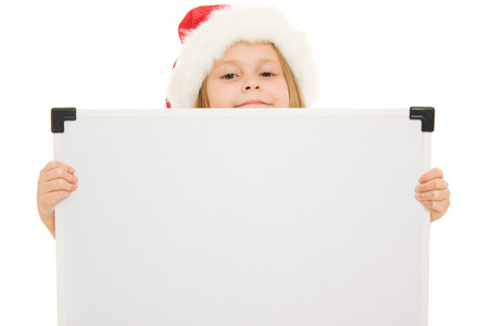 圣诞快乐的孩子，黑板上有白色的背景。