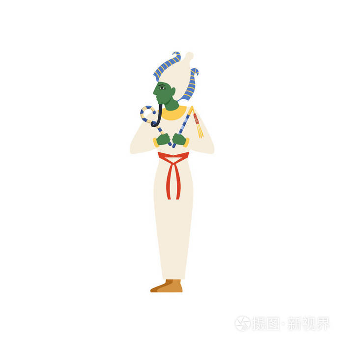 冥界之神奥西里斯埃及古代文化矢量插图