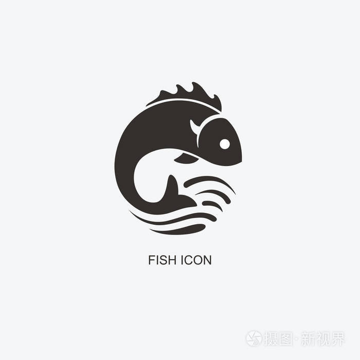 鱼标志模板的设计.海鲜酒家的标志.图解平面式