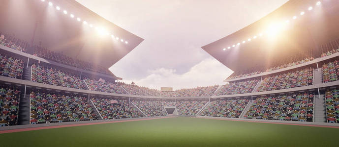 体育场, 假想的橄榄球体育场被塑造和渲染