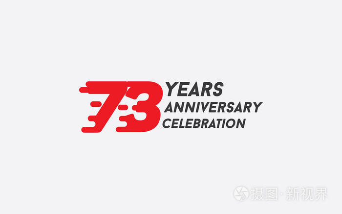 73周年纪念庆祝标识, 媒介例证以红色飞溅数字隔绝在白色背景