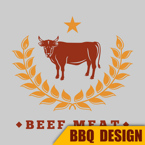 烧烤牛肉肉徽标矢量图像