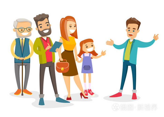 带导游游览的白种游客