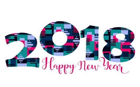 2018新年快乐, 背景明亮。介绍传单传单明信片和海报的要素。设计的趋势。矢量插图 Eps10