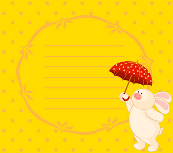带伞的卡通小玩具兔子