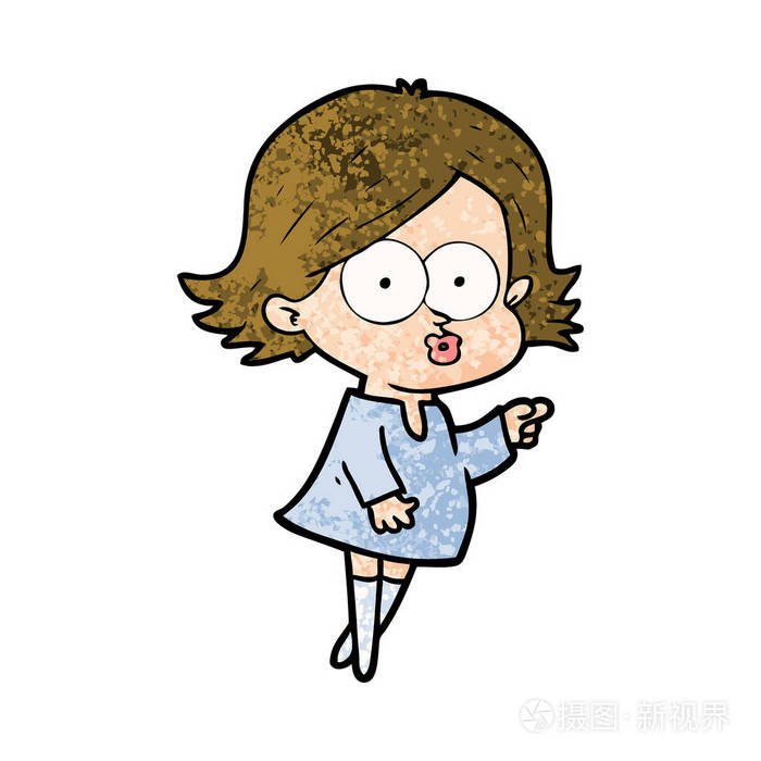 卡通女孩噘嘴的矢量插图