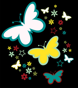 蝴蝶剪影和花的设计