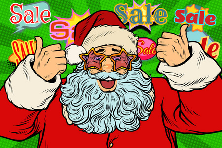 销售背景圣诞老人在明星眼镜