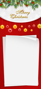 带空白纸和寄生的圣诞贺卡模板