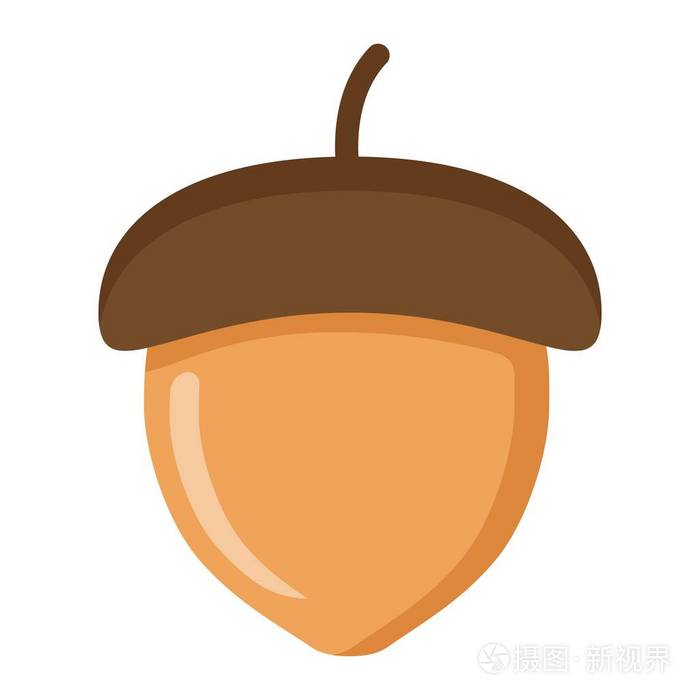 橡子平图标 坚果和食物,矢量图形