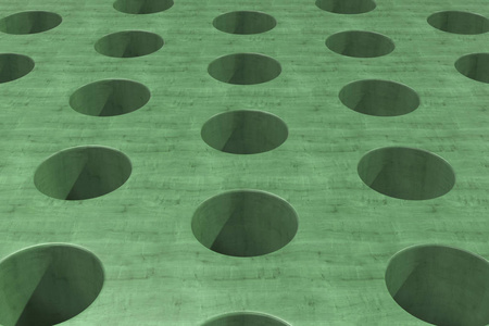 纯绿色的木质的表面与圆柱孔图片