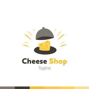 奶酪店徽标, 餐厅标志, 食品和烹饪标志, 矢量