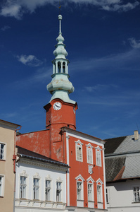 Town square with the old town hall and house At the Moors