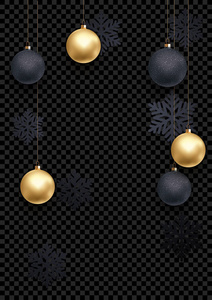 圣诞新年贺卡背景模板矢量金色球装饰雪花图案