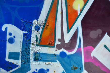 旧墙, 画在彩色涂鸦画蓝色气溶胶油漆。画涂鸦与街头艺术主题的背景意象