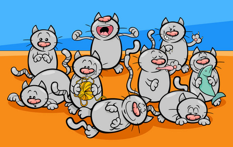 滑稽的猫人物卡通插图
