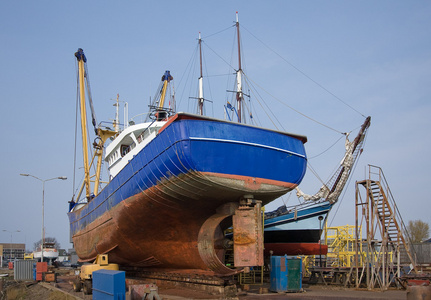 在荷兰的船厂修理的切鱼机