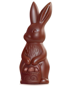 巧克力复活节兔子在白色。矢量3d 插图