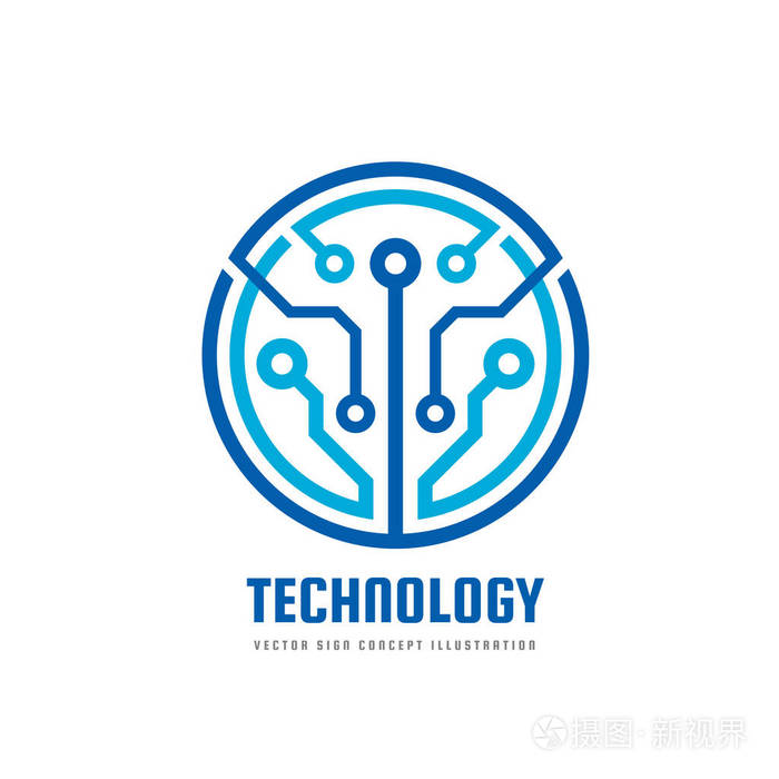 技术-企业标识的矢量 logo 模板.抽象的芯片标志.网络