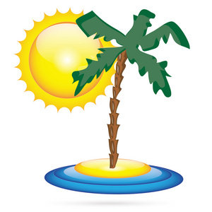 岛棕榈树和太阳插图