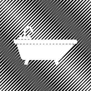 浴缸标志插图。矢量.图标.云纹背景孔