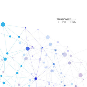 具有连接线和点的多边形抽象背景。未来世界工程的现代技术设计