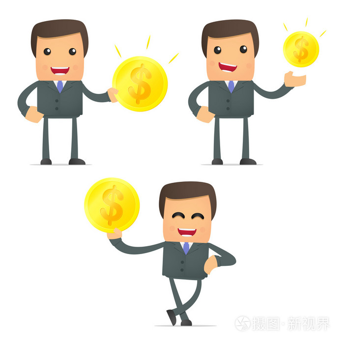 可爱的卡通商人的一套
