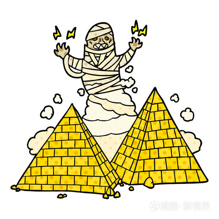 卡通木乃伊和金字塔