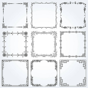 装饰的框架和边界广场设置矢量