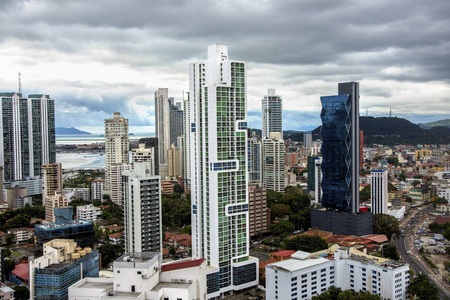 巴拿马城天际线现代城市天际线摩天大楼建筑全景