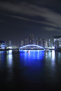 当兵的桥梁和墨田区河在东京，日本