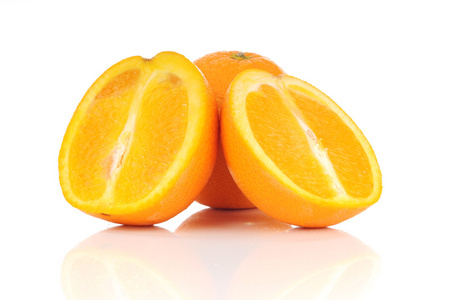 石灰橙色水果机智两个切片图片