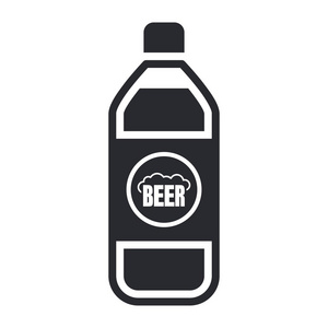 孤立的啤酒瓶图标矢量插画