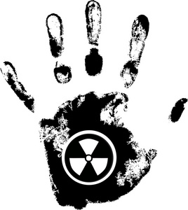 矢量手打印带有辐射的危险符号