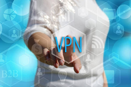 女实业家选择按钮 Vpn, 虚拟专用网络