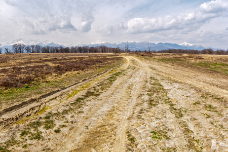 令人印象深刻的道路 Baragge 景观在下午光, Baraggia, 意大利自然保护区, Candelo