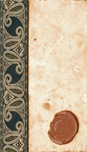 旧纸张背景与蜡封和古色古香的功能区