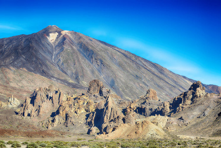 火山上方的天空晴朗