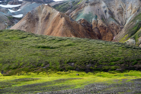 Fjallabak 自然保护区的 Landmannalaugar 山。冰岛