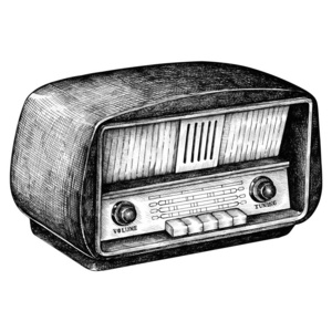 手工绘制复古木制收音机