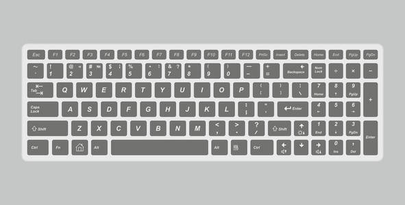 黑色电脑键盘。在灰色背景上隔离