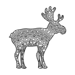 鹿成人着色页画 zentangle