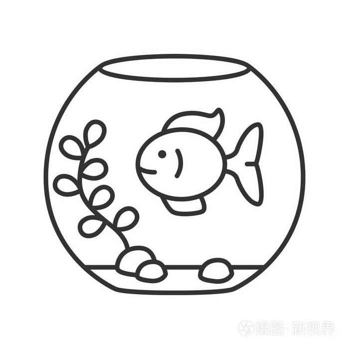 水族线图标细折线图fishkeeping鱼缸轮廓符号矢量隔离轮廓图