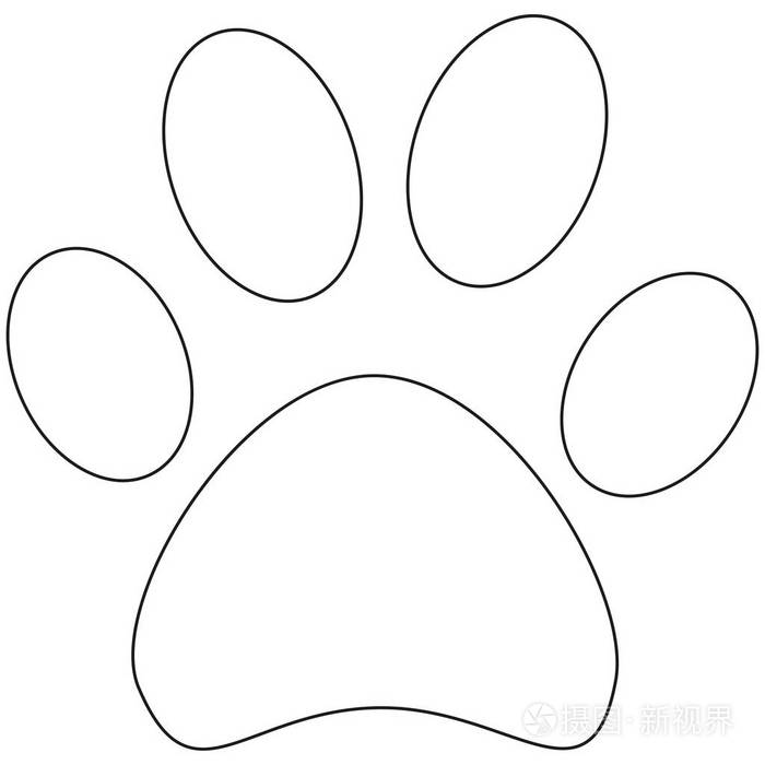 线条艺术猫爪足迹图标海报插画-正版商用图片042l7r-摄图新视界
