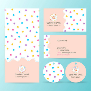 甜企业标识模板设计集。白甜甜圈釉名片