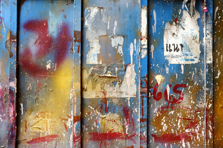 旧 grunge 颜色漆金属墙背景上