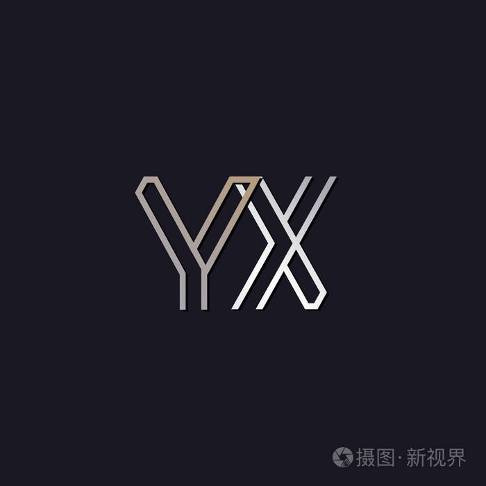 初始字母 yx 在深色背景上的徽标