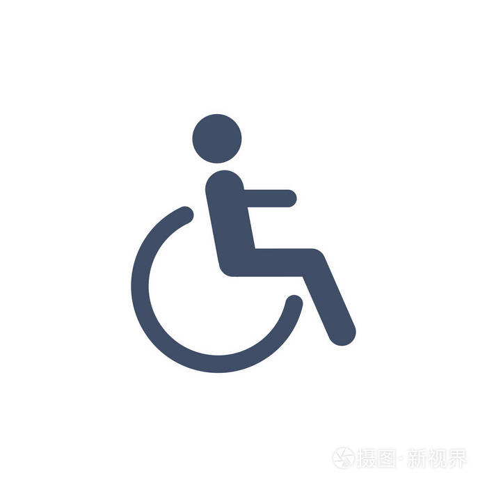 残疾人.轮椅.医学图标.在白色矢量图上隔离