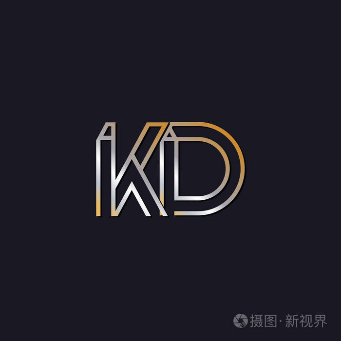 在深色背景上的初始字母kd徽标